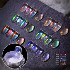 Transparent Ice Aurora Neon Nail Glitter Powder TGP43