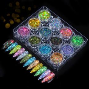 Shinning Holographic Nail Glitter Powder set TGF07