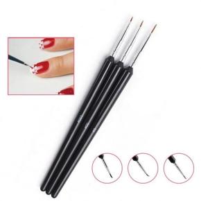 3Pcs Black Liner Nail Brush Set TNB02