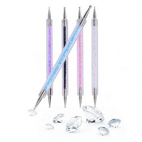 5Pcs Dual-ended Nail Dotting Pen Crystal Beads Handle TNB31 