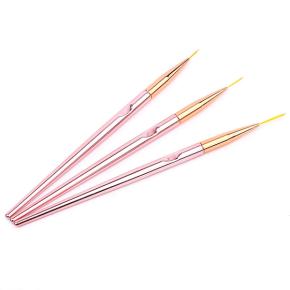 3Pcs Rose Gold Handle Liner Drawing Pen Brush