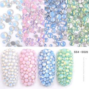 4 Colors Mixed Sizes SS4-SS20 Flatback Glass Protein Nails Rhinestones TNR02 