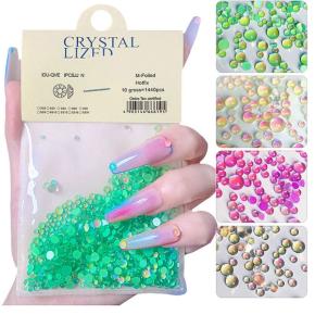 1440 Pcs Mermaid Crystal Beads Nails Rhinestones Aurora Translucent Pearls 