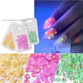 Mix Size Fluorescent Crystal AB Glass Nail Art Rhinestones