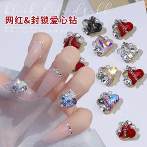 3Pcs/Lot 3D Alloy Heart Nail Art Charms Decorations