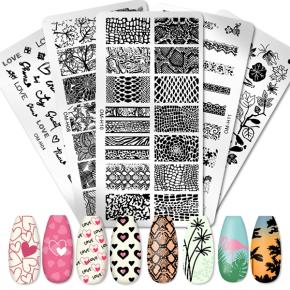 12 Designs Nail Stamping Plates Flowers Leaves Printing Stencils