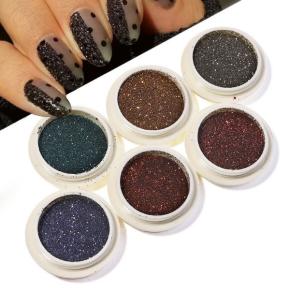 6jars/set Nail Art Glitter Powder 3D Shiny Sparkles Decorations