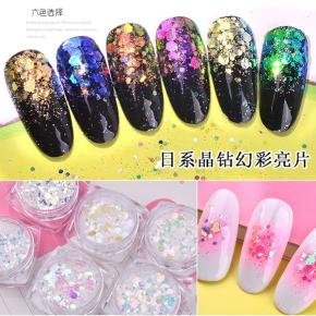 1 Box Hexagon Nail Glitter Powder Holographic 3D Sparkly Paillette TGF08 