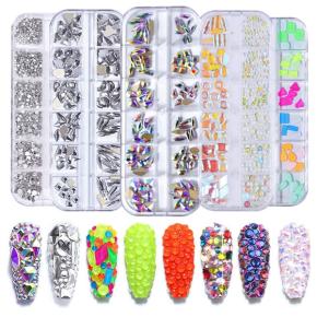 Mixed Crystal AB Nail Art Rhinestones Flatback Strass Shiny Glass Nail Stones TNR87