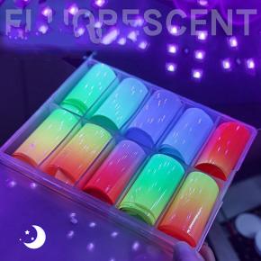 10Pcs Fluorescent Nail Art Foil Transfer Stickers Set NTF16