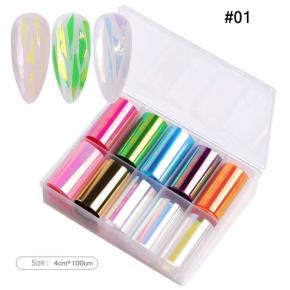 1 Box Aurora Nails Foil Film Sticker Cellophane Paper Korean Nail Glass Foils NTF05