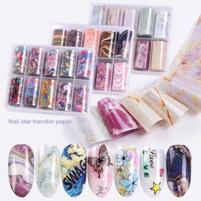 10 Rolls iridescent Nail Foils Nail Art Transfer Stickers NTF10