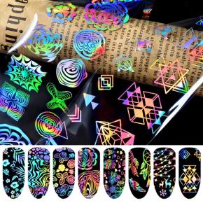 Holographic Starry Sky foil nail Laser Unicorn Nail Art Transfer Sticker NTF04 