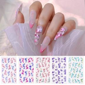 5D Embossed Floral Nail Sticker Butterfly Design Transfer Decals Sliders Decoration TZ25