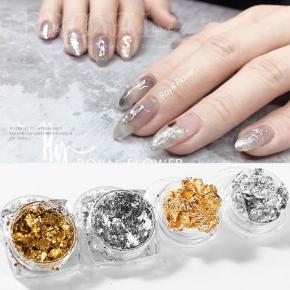 1 Box Gold Silver Irregular Aluminum Foil Paper Nail Art Sticker 3D Glitter Decorations TGF30 