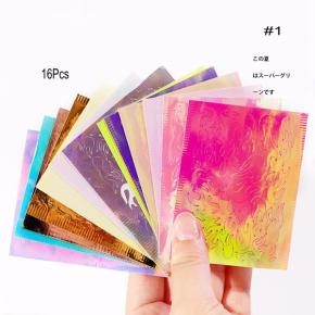 3D Nail Stickers Decals Holographic Flame Hollow Designs Stickers TZ12  