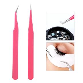 Stainless Steel Curved Straight Tweezer Nail Art Rhinestones Nipper NT04