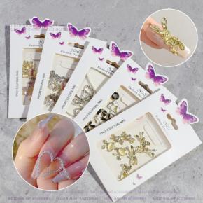 Nail Art Aurora Butterfly Love Bear Bow Chain Alloy Decorations TNR69