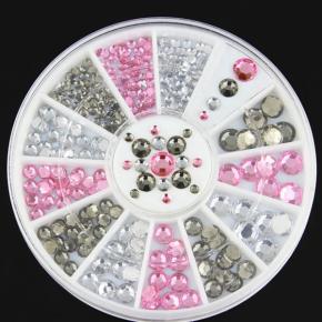 Pink Grey Mixed 2-4mm Nail Art Resin Jelly Rhinestone NRW06