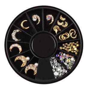 Crystal Moon Nail Alloy Charms Rhinestones NRW44