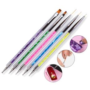 5Pcs/Set Dual End Nail Art Dotting Pen Acrylic Drawing Liner Flower Brush TNB48