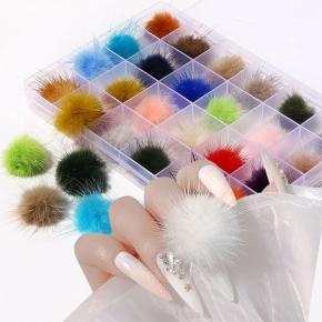 Removable Fur Ball Pom Pom Nail Art Decor with Magnet TNR91