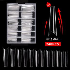 Max Full Cover Sculpted Clear Stiletto Coffin False Nail Tips NT56