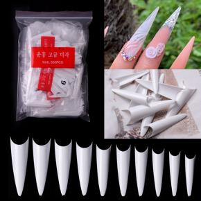 600Pcs Stiletto Extra Long Sharp False Nail Art Tips NT08