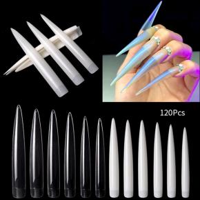 120pcs Extra Long Stiletto Half Cover False Nail Tips NT46