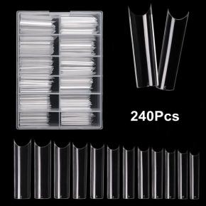 Extra Long C Curve Nail Tips Half Cover Square Tips NT40