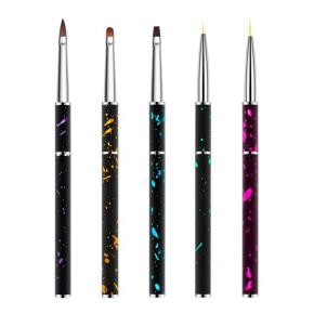 5Pcs Metal Handle Nail Art Gradient Drawing Pen UV Gel Nail Ombre Brush TNB73