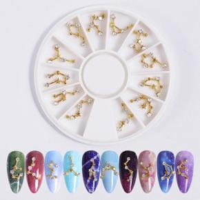 Metal Alloy Gold 3D Nail Art Charms Rhinestones NRW42