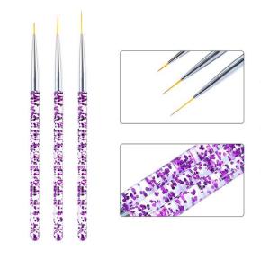 3Pcs/set Purple Nail Drawing Brush Liner Brush Painting Pen TNB46-2 