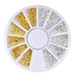 Gold Silver Nail Studs Rivets Rhinestones Wheel NRW53