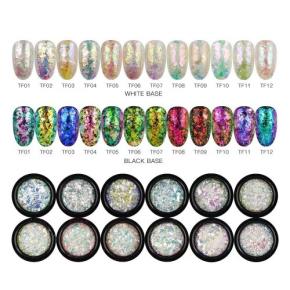 1 Jar Transparent Chameleon Nail Flakes 12 Colors TGF24