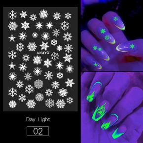 Snowflakes Butterfly Fire Shape 3D Luminous Nail Stickers TZ18 