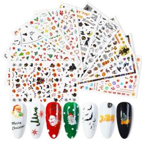 Christmas Cartoon Nail Design Snowman Elk Santa Claus Nail Art Sticker TZ38