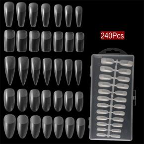 240pcs Ultra-thin Matte Frosted False Nail Art Transparent Nail Tips TND36