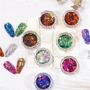 Mixed Size Hexagon Nail Glitter Sequins TGF64