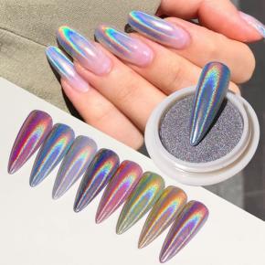 Holographic Nail Glitter Powder Silver Sequins TGF62