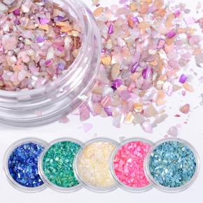 6 Colors/Set Natural Nail Sea Shell Slices Particle  TGF12