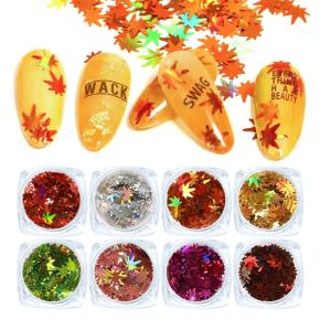 Holographic Maple Leaf Shape 3D Nail Sequins TGF28