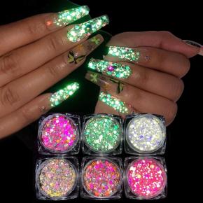 6pcs/Set Nail Glitter Sequins Shiny Nail Powder TGF68