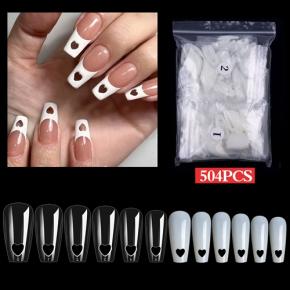 Fake Nails Artificial Trapezoidal Hollow Out Heart Full Cover Nails Tips NT57