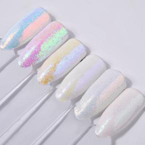 6 Jars White Shinning Iridescent Nail Glitter Laser Holographic Powder TGP22