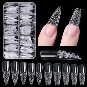 120pcs Acrylic Glaze Fake Nail Tips Stiletto Coffin Full Cover False Tips NT62