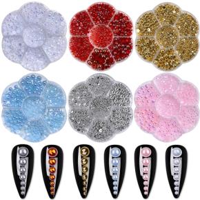 Colorful Half Round Flatback Nail Pearls Accessories Mixed Sizes TNR108