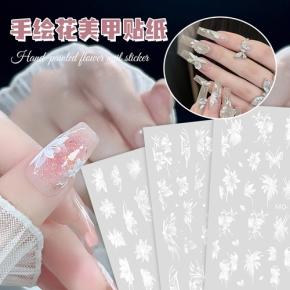 3d Nail Art Decals Hand Drawing Butterfly Flower Nail Stickers TZ43