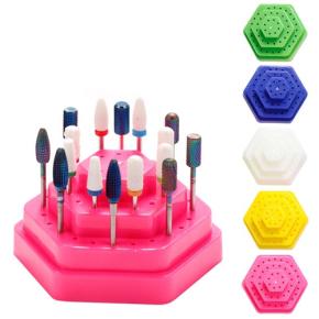 48 Holes Nail Drill Bits Holder Acrylic Storage Box NAT56