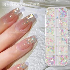 AB Color Star Moon Heart Nail Sequins Mermaids Iridescent Butterfly Glitter Flakes TGF74